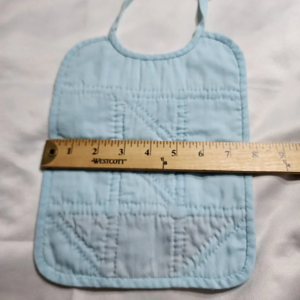 Vintage Handmade Quilted Baby Bib Sailboat Nautical Blue Red Cotton Tie Closure